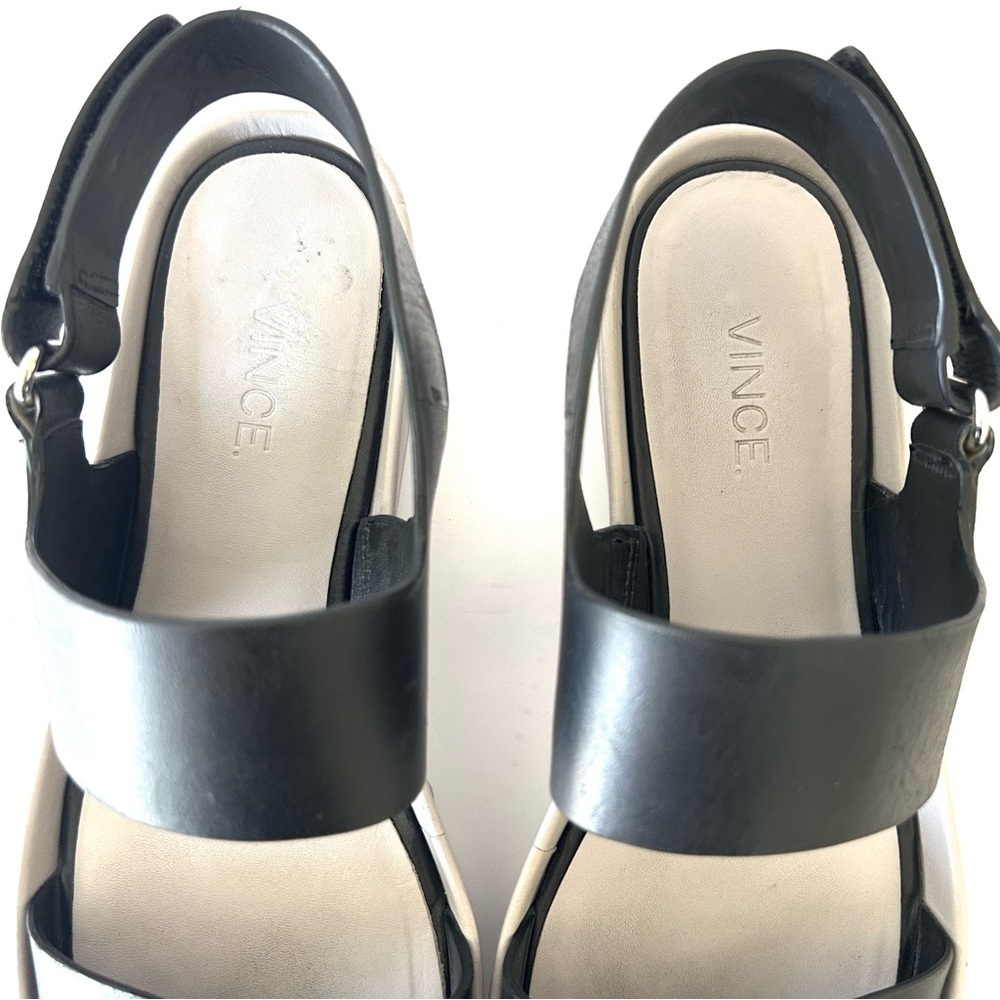 VINCE Marett Sandal Minimalist Platform Shoe Black Gray Leather Size EU 38 US 8 - Picture 5 of 12